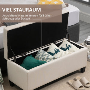 Sitzbank mit Stauraum 100x40x44cm Cremeweiss