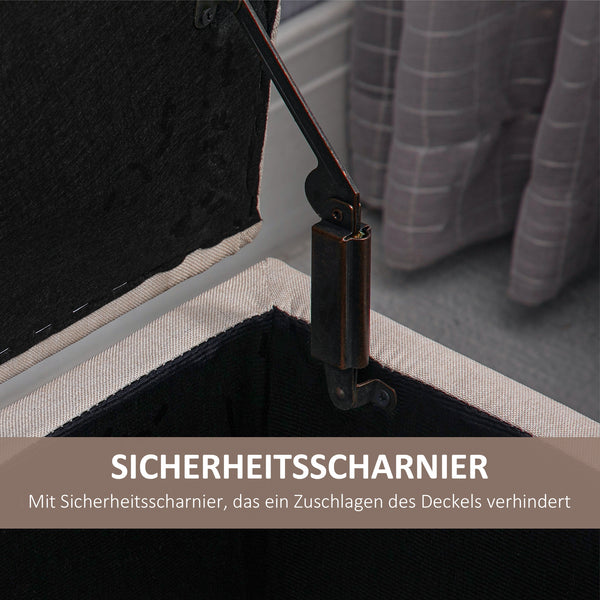 Sitzbank mit Stauraum 100x40x44cm Cremeweiss
