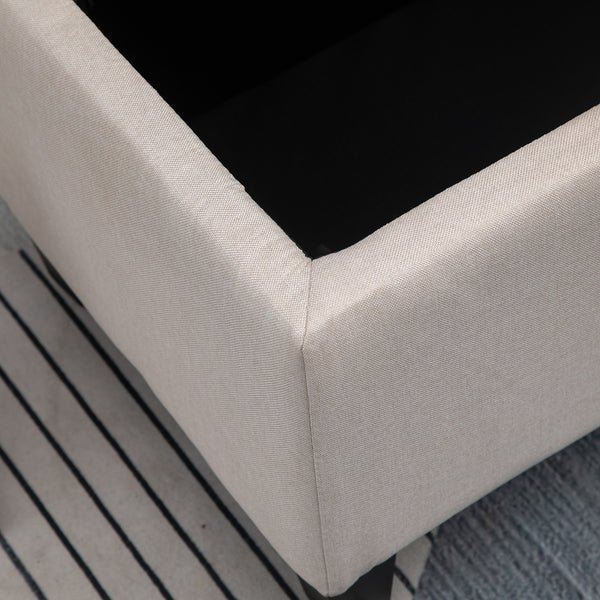 Sitzbank mit Stauraum 100x40x44cm Cremeweiss
