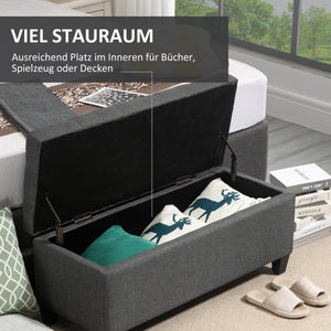 Sitzbank mit Stauraum 100x40x44cm Dunkelgrau