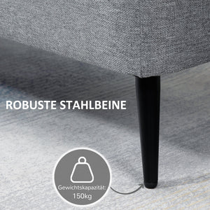 Sitzbank mit Stauraum belastbar bis 150kg Leinenoptik grau