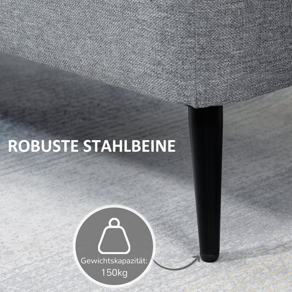 Sitzbank mit Stauraum belastbar bis 150kg Leinenoptik grau