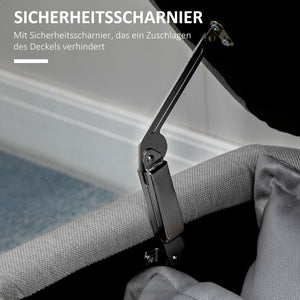 Sitzbank mit Stauraum belastbar bis 150kg Leinenoptik grau