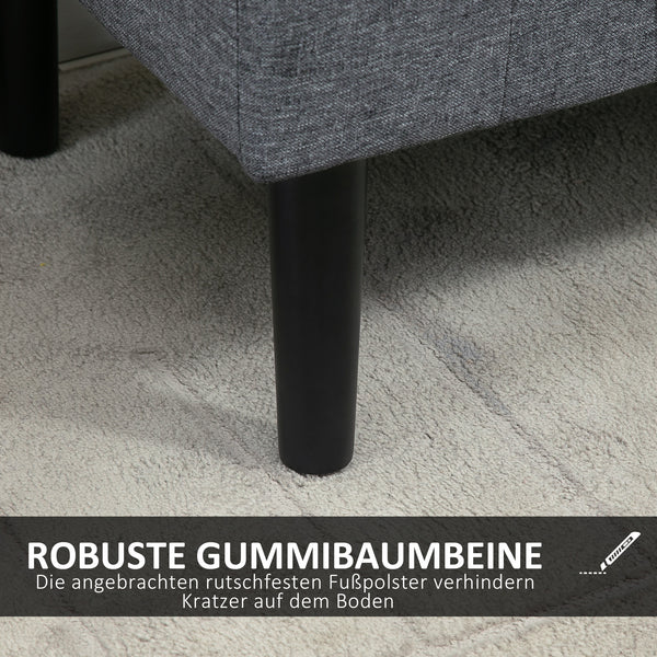 Sitzbank mit Stauraum Leinenoptik bis 130kg Hellgrau