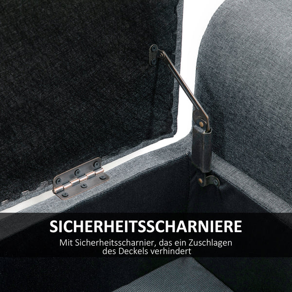 Sitzbank mit Stauraum Leinenoptik bis 130kg Hellgrau