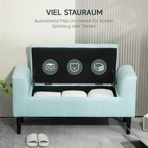 Sitzbank mit Stauraum leinenartiges Polyester 100x40x44cm Grün