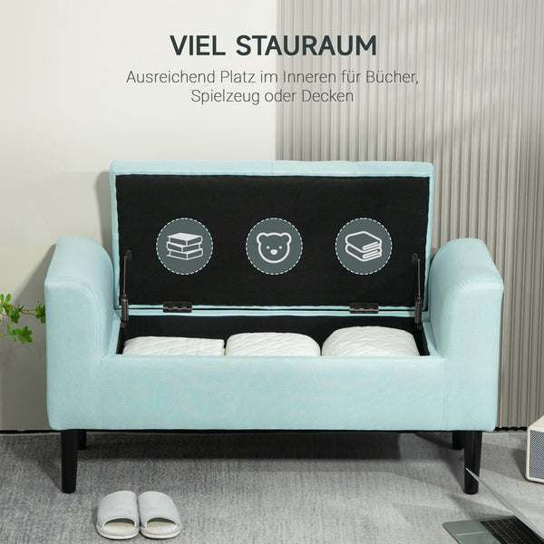 Sitzbank mit Stauraum leinenartiges Polyester 100x40x44cm Grün