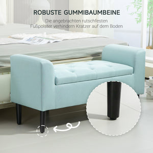Sitzbank mit Stauraum leinenartiges Polyester 100x40x44cm Grün