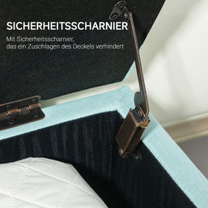 Sitzbank mit Stauraum leinenartiges Polyester 100x40x44cm Grün
