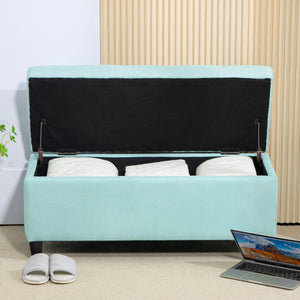 Sitzbank mit Stauraum leinenartiges Polyester 100x40x44cm Grün