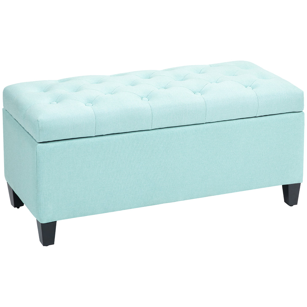 Panca contenitore, poliestere effetto lino, 100x40x44cm, verde