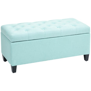 Sitzbank mit Stauraum leinenartiges Polyester 100x40x44cm Grün