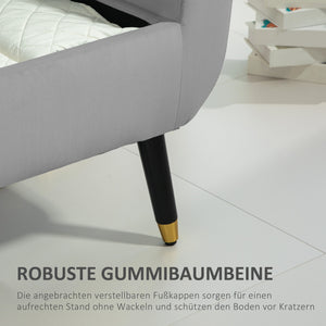 Sitzbank mit Stauraum Samtoptik 107x42x65cm Hellgrau