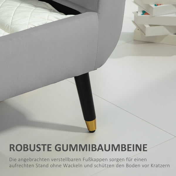 Sitzbank mit Stauraum Samtoptik 107x42x65cm Hellgrau