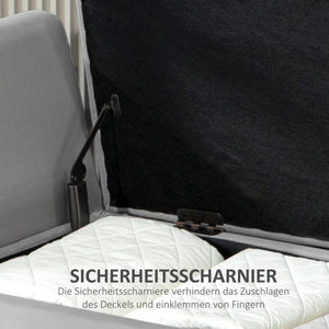 Sitzbank mit Stauraum Samtoptik 107x42x65cm Hellgrau