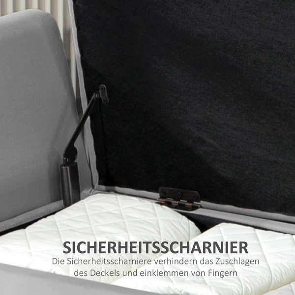 Sitzbank mit Stauraum Samtoptik 107x42x65cm Hellgrau