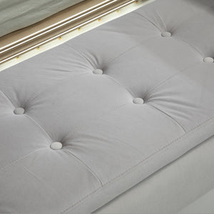 Sitzbank mit Stauraum Samtoptik 107x42x65cm Hellgrau