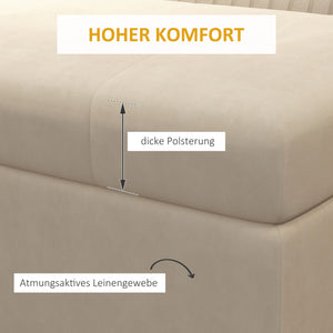 Sitzbank mit Stauraum Samtoptik für Wohnzimmer Beige