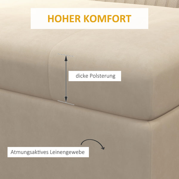 Sitzbank mit Stauraum Samtoptik für Wohnzimmer Beige