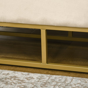 Sitzbank mit Stauraum Samtoptik für Wohnzimmer Beige