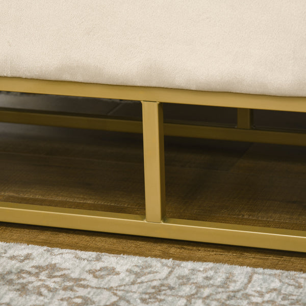 Sitzbank mit Stauraum Samtoptik für Wohnzimmer Beige