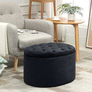 Sitzbank mit Stauraum für Wohnzimmer Samtoptik schwarz