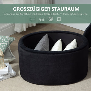 Sitzbank mit Stauraum für Wohnzimmer Samtoptik schwarz