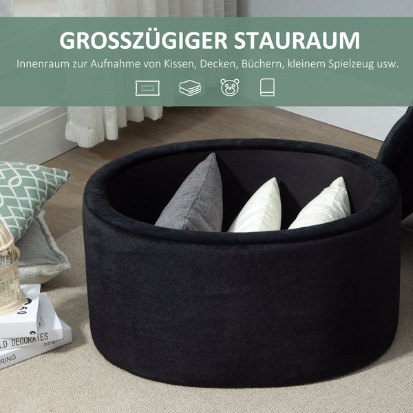 Sitzbank mit Stauraum für Wohnzimmer Samtoptik schwarz