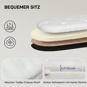 Sitzbank Teddysamtoptik mit Stauraum Metallrahmen 114x47x46.5cm Weiss