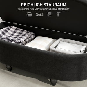 Sitzbank Velvet-Touch Stauraum 120x46x42cm Dunkelgrau