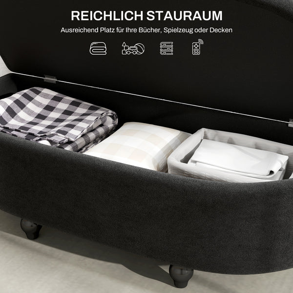 Sitzbank Velvet-Touch Stauraum 120x46x42cm Dunkelgrau