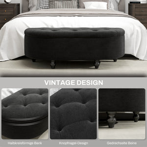 Sitzbank Velvet-Touch Stauraum 120x46x42cm Dunkelgrau