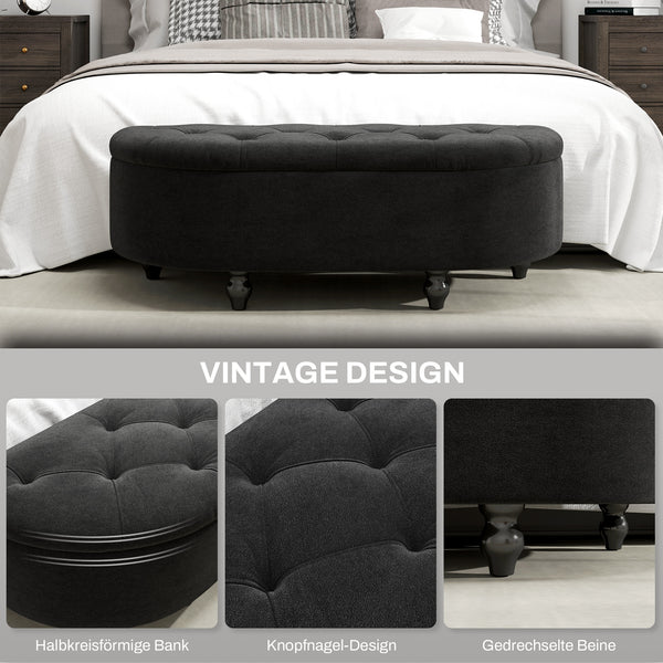 Sitzbank Velvet-Touch Stauraum 120x46x42cm Dunkelgrau