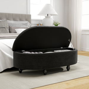 Sitzbank Velvet-Touch Stauraum 120x46x42cm Dunkelgrau