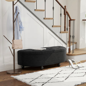 Sitzbank Velvet-Touch Stauraum 120x46x42cm Dunkelgrau