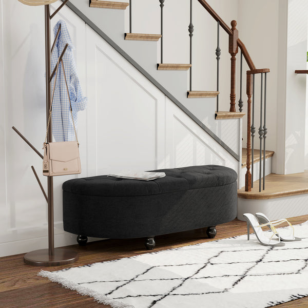 Sitzbank Velvet-Touch Stauraum 120x46x42cm Dunkelgrau