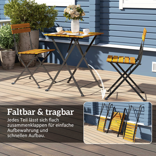Sitzgruppe klappbar für 2 Personen für Balkon und Terrasse aus Teak