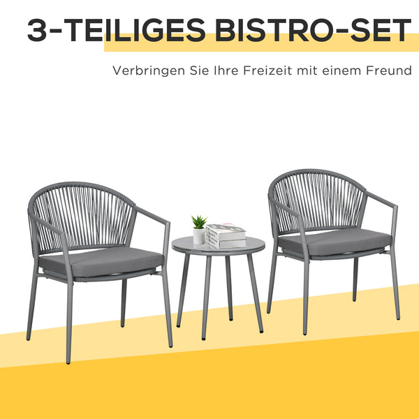 Sitzgruppe 2 Sessel mit Couchtisch Stahlrahmen Grau