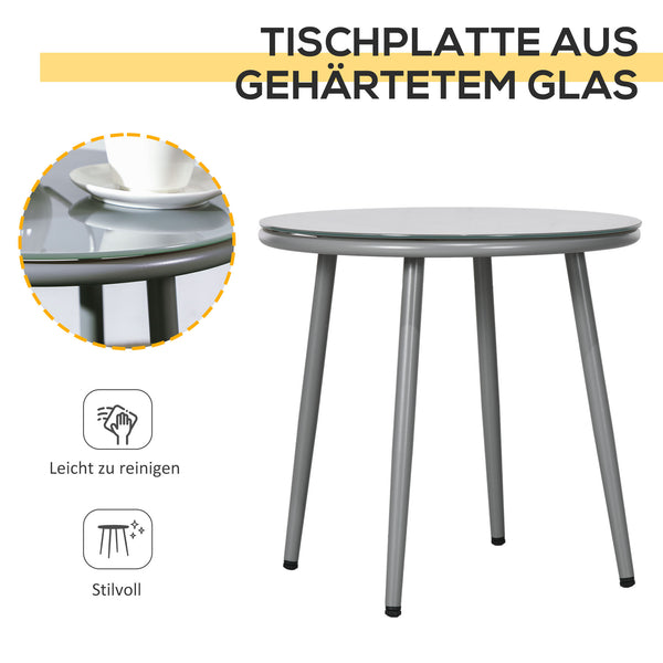 Sitzgruppe 2 Sessel mit Couchtisch Stahlrahmen Grau