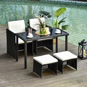 Sitzgruppe Garten mit Kissen 11-teilig Polyrattan schwarz