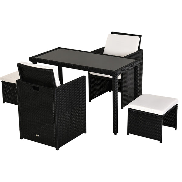 Sitzgruppe Garten mit Kissen 11-teilig Polyrattan schwarz