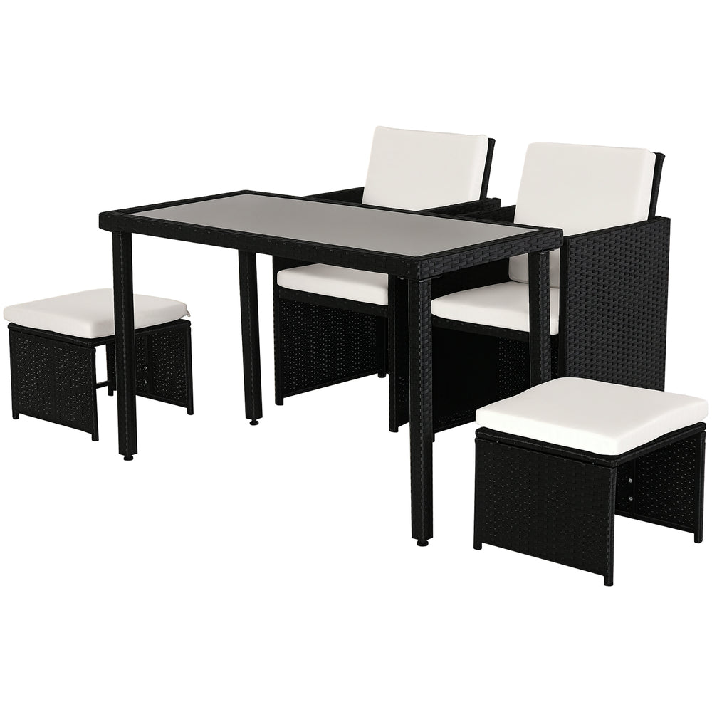 Sitzgruppe Garten mit Kissen 11-teilig Polyrattan schwarz