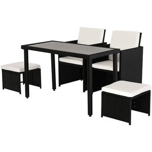 Sitzgruppe Garten mit Kissen 11-teilig Polyrattan schwarz