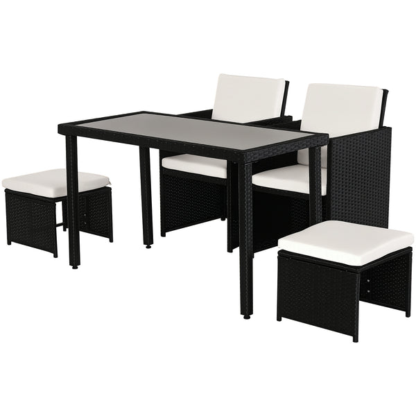 Sitzgruppe Garten mit Kissen 11-teilig Polyrattan schwarz