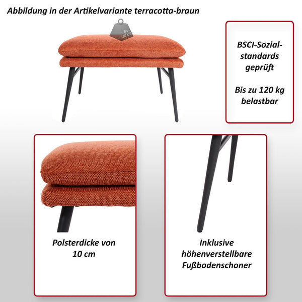 Sitzhocker Fussablage Ottomane Polsterhocker 38x56x40cm Stoff terracotta-braun