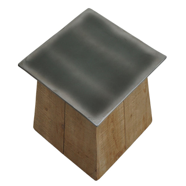 Sitzhocker Holzhocker Industrial Massivholz natur Metall-Optik