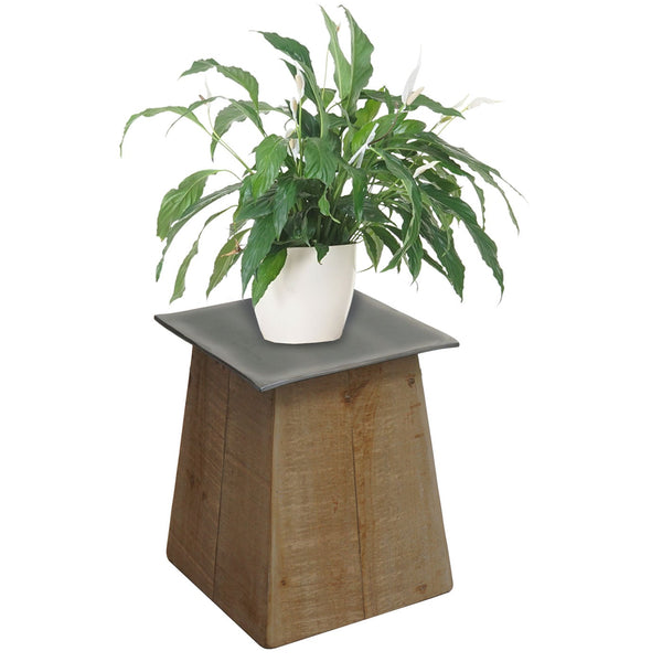 Sitzhocker Holzhocker Industrial Massivholz natur Metall-Optik