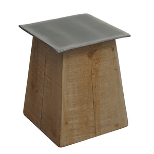 Sitzhocker Holzhocker Industrial Massivholz natur Metall-Optik