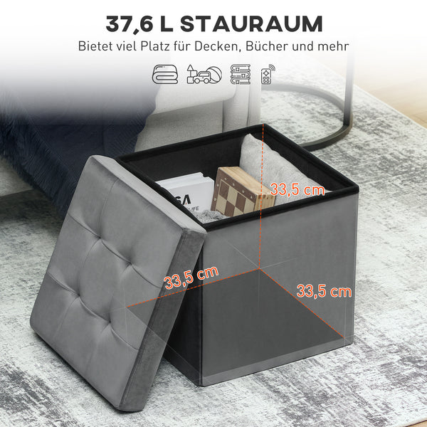 Sitzhocker klappbar mit Stauraum grau