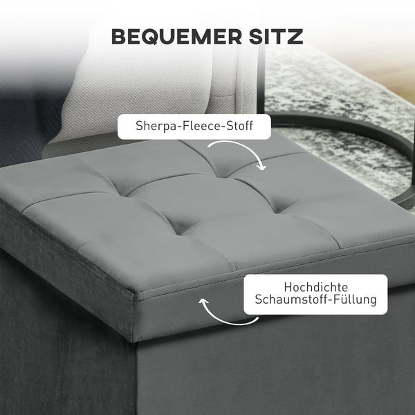 Sitzhocker klappbar mit Stauraum grau